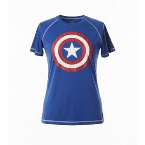 Marvel Captain America Shield Blue Raglan Short Sleeve T-Shirt‎